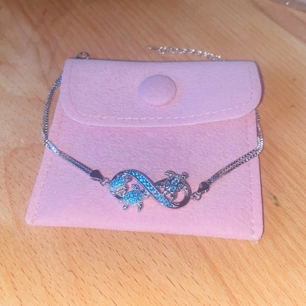 Blue and Silver Infinity Symbol Jewelry Bracelet sterling silver 925